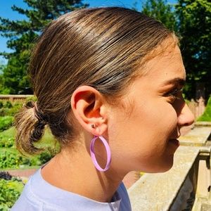 Vintage Lilac Mod Enamel Hoops